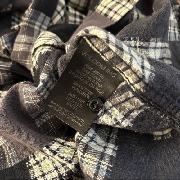 Volcom Black and Gray Checkered Patch Work Shirt M - Picture 6 of 10